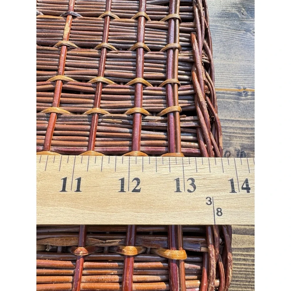 Wicker Picnic Basket Woven Storage Basket w Handle Latch Vintage Style 13.5" - Picture 8 of 12